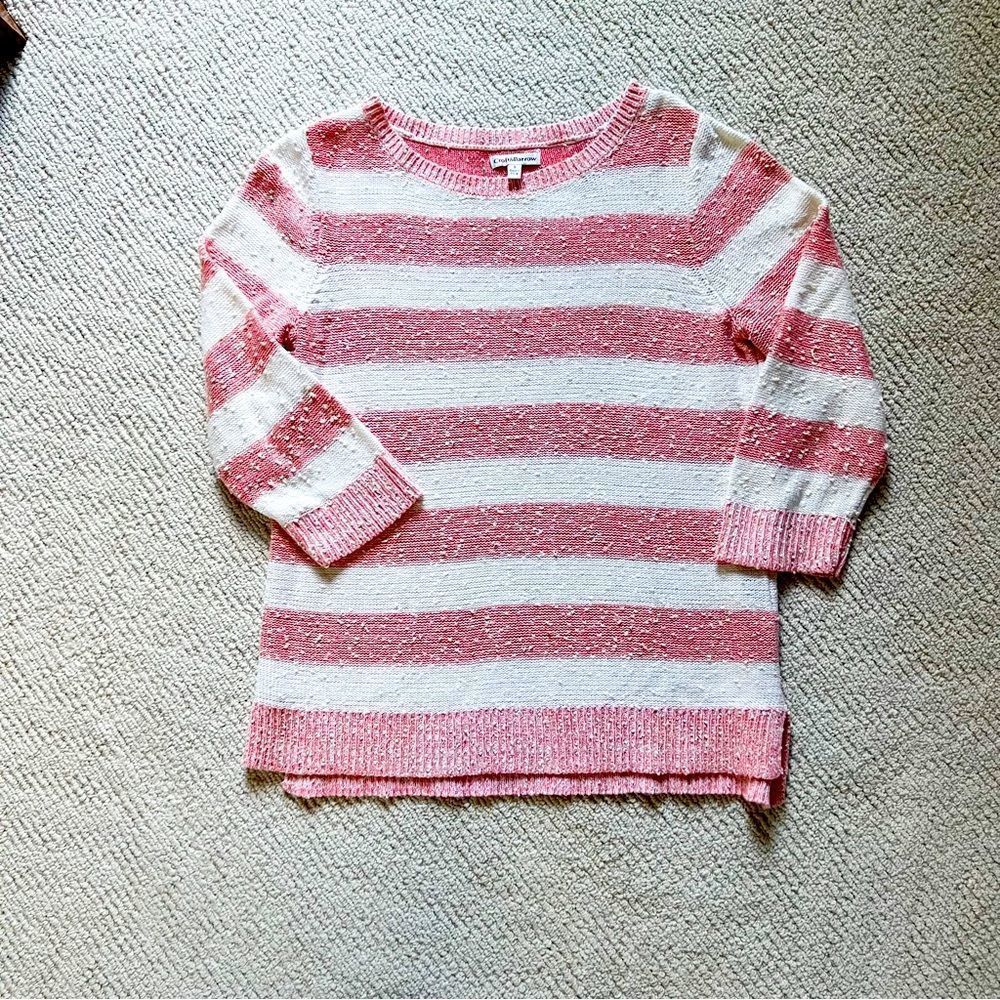 Croft & Barrow Sweater Size Small Coral Pink and White in color EUC